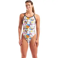 Arena Dames Badpak Collage Xcriss Cross Wit Multicolor Zwart