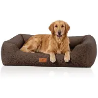 Knuffelwuff orthopedisch hondenbed Wollekopp van knuffelzacht teddymateriaal M-L 85 x 63cm Bruin