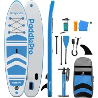 LifeGoods PaddlePro SUP Board - Opblaasbaar Paddle Board - Complete Set - Max. 135KG - 320x81cm - Wit/Sky Blue