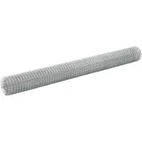 vidaXL Kippengaas 25x1,5 m gegalvaniseerd staal zilverkleurig