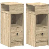 vidaXL Nachtkastjes 2 st met lade 25x31x66 cm sonoma eikenkleurig