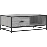 vidaXL Salontafel grijs Sonoma, 90x57x35 cm, van houtvezel en metaal