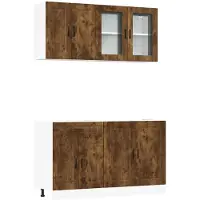 vidaXL 4-delige Keukenkastenset Porto bewerkt hout gerookt eiken