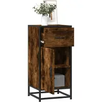 vidaXL Dressoir, gerookt eikenfineer, 35,5 x 35 x 76 cm, houtvezel en metaal