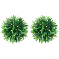 vidaXL Kunstbuxusballen met LED-verlichting 2 st 30 cm groen