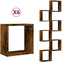 vidaXL Wandrekken kubus 6 st 30x15x30 cm gerookt eiken