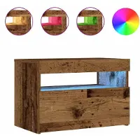 vidaXL Nachtkastje met LED 60x35x40 cm bewerkt hout oud hout