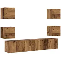 vidaXL Tv-wandkasten 6 st bewerkt hout oud houtkleurig