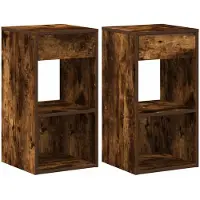 vidaXL Nachtkastjes 2 st met lade 35x34x66,5 cm gerookt eikenkleurig