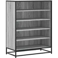 vidaXL Schoenenkast 75x38x97,5 cm bewerkt hout en metaal grijs sonoma