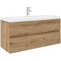 vidaXL Wastafelkast met ingebouwde wasbak en kraan artisanaal eiken