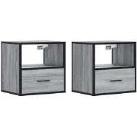 vidaXL Nachtkastjes 2st wandgemonteerd 40x31x39,5cm grijs sonoma eiken