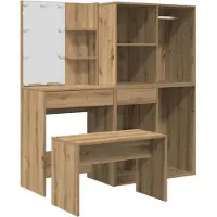 vidaXL Kaptafelset met LED-verlichting bewerkt hout artisanaal eiken
