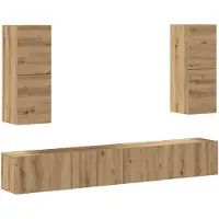vidaXL 4-delig Tv-meubelset wandmontage bewerkt hout artisanaal eiken