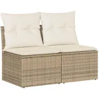 vidaXL 2-delige Loungeset met kussens poly rattan acacia beige