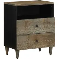 vidaXL Nachtkastje 50x33x60 cm massief mangohout lichtgrijs