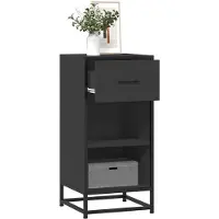 vidaXL Dressoir 35,5x35x76 cm bewerkt hout en metaal zwart