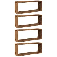vidaXL Wandschappen kubus 4 st 60x15x23 cm bewerkt hout oud houtkleur