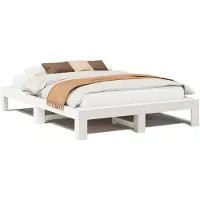vidaXL Massief houten bed zonder matras, wit, 140x190 cm, van grenenhout
