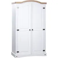 vidaXL Garderobe, Mexicaanse stijl, grenenhout, 2 deuren, wit