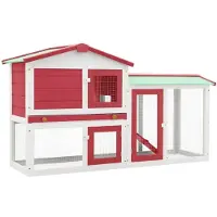 vidaXL Konijnenhok voor buiten groot 145x45x84 cm hout rood en wit