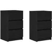 vidaXL Nachtkastjes met 3 lades 2 st 39x35x65 cm zwart