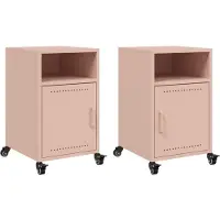 vidaXL Nachtkastjes 2 st 36x39x59 cm staal roze