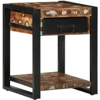 vidaXL Bijzettafel 40x40x50 cm massief gerecycled hout meerkleurig