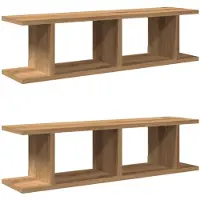 vidaXL Wandschappen 2 st 90x18x20cm bewerkt hout artisanaal eikenkleur