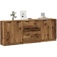 vidaXL Dressoirs, 3 stuks, met uitstraling van oud hout, 60x30x70 cm, van houtvezel