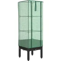 vidaXL Verhoogde tuinbed met kasopbouw, rattanlook, 40x40x140 cm