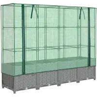 vidaXL Verhoogde tuinbed met kasopbouw, rattanlook, 160x40x138 cm