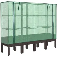 vidaXL Verhoogde tuinbed met kasopbouw, rattanlook, 160x40x140 cm