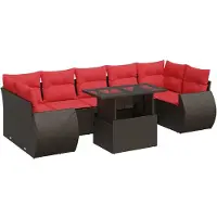 vidaXL 8-delige tuinmeubelset met kussens, bruin, polyrotan, acaciahout