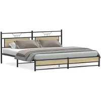 vidaXL Bedframe zonder matras metaal sonoma eikenkleur 200x200 cm