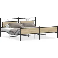 vidaXL Bedframe zonder matras metaal sonoma eikenkleur 200x200 cm