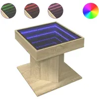vidaXL Salontafel met LED 50x50x45 cm bewerkt hout sonoma eikenkleurig