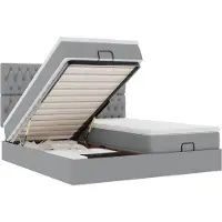 vidaXL Ottoman bed met matrassen 200x200cm stof lichtgrijs