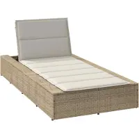 vidaXL Ligbed met zwevend kussen poly rattan beige