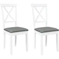vidaXL Eetkamerstoelen met kussens 2 st massief hout rubber wit