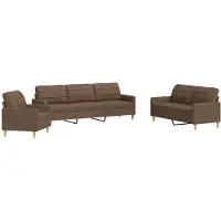 vidaXL 3-delige Loungeset stof bruin