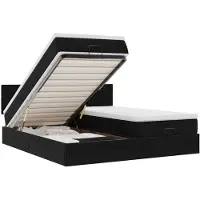 vidaXL Ottoman bed met matrassen en LED's 180x200cm fluweel zwart