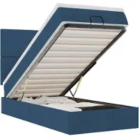 vidaXL Ottoman bed met matras en LED's 90x190cm stof blauw