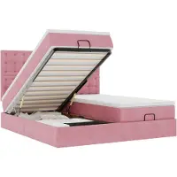 vidaXL Ottomanbed met matras en LED-verlichting, roze, 160x200 cm, fluweel