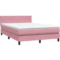 vidaXL Boxspring met matras fluweel roze 160x210 cm