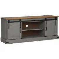 vidaXL TV-kast HALDEN, 2 schuifdeuren, grijs, 150x40x60 cm, massief hout