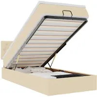 vidaXL Ottoman bed met matras en LED's 100x200 cm stof crèmekleurig