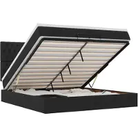 vidaXL Ottoman bed met matrassen 200x200cm stof zwart