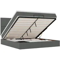 vidaXL Ottoman bed met matrassen en LED's 200x200cm stof donkergrijs