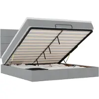 vidaXL Ottoman bed met matras en LED's 160x200cm stof lichtgrijs